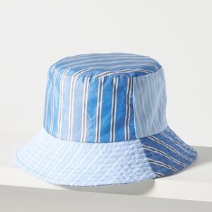 NWT Anthropologie Cotton Pin Stripe Blue Bucket Hat